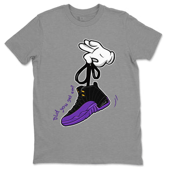 AJ12 Field Purple Sneaker Match Tees Cartoon Hands Sneaker Tees Air Jordan 12 Field Purple SNRT Sneaker Release Tees Unisex Shirts Heather Grey 2