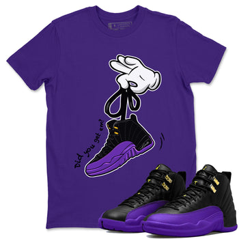 AJ12 Field Purple Sneaker Match Tees Cartoon Hands Sneaker Tees Air Jordan 12 Field Purple SNRT Sneaker Release Tees Unisex Shirts Purple 1