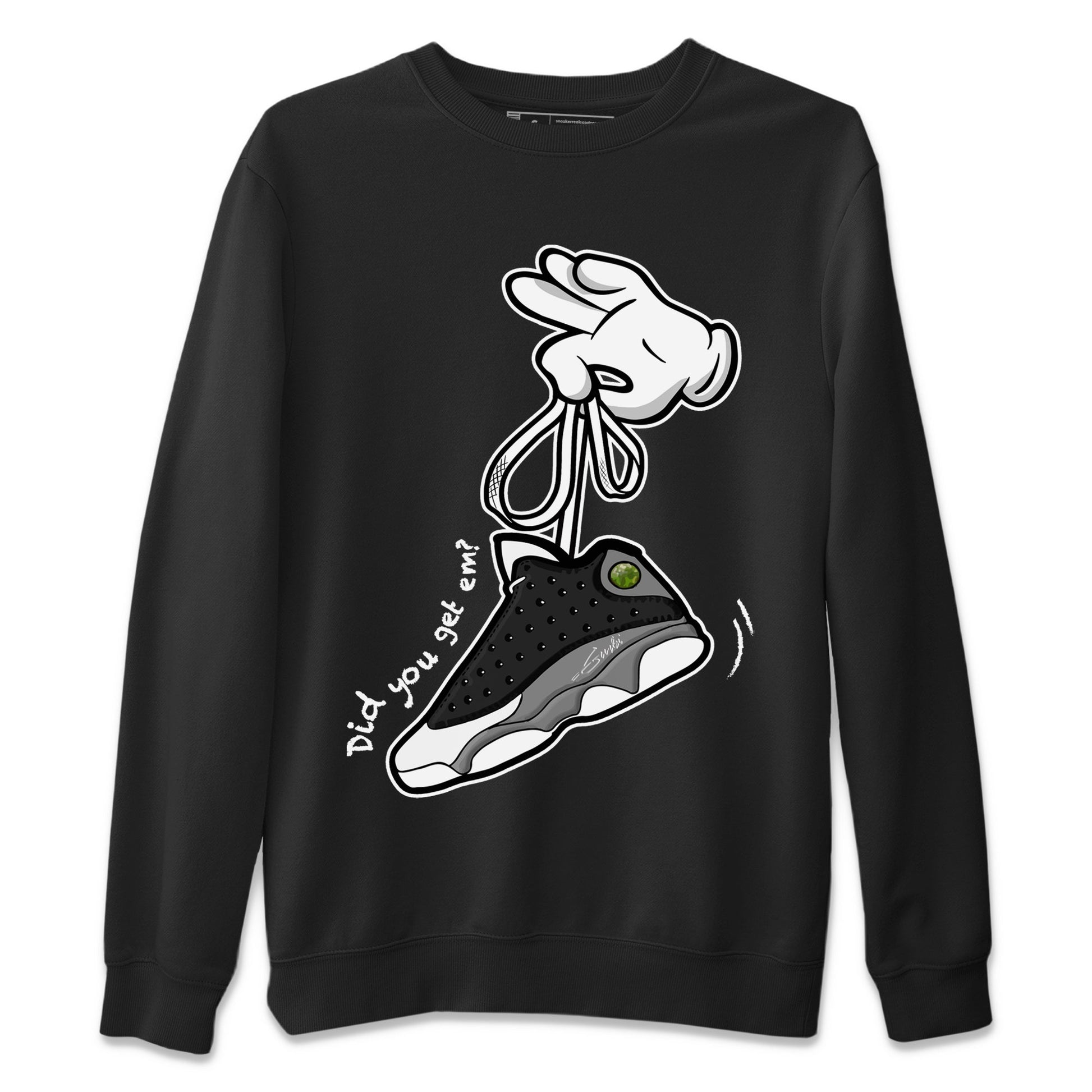 Air Jordan 13 Black Flint Sneaker Match Tees Cartoon Hands Sneaker Tees Air Jordan 13 Retro Black Flint Tee Unisex Shirts Black 2