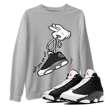 Air Jordan 13 Black Flint Sneaker Match Tees Cartoon Hands Sneaker Tees Air Jordan 13 Retro Black Flint Tee Unisex Shirts Heather Grey 1