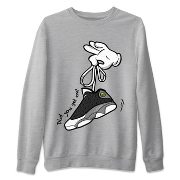 Air Jordan 13 Black Flint Sneaker Match Tees Cartoon Hands Sneaker Tees Air Jordan 13 Retro Black Flint Tee Unisex Shirts Heather Grey 2