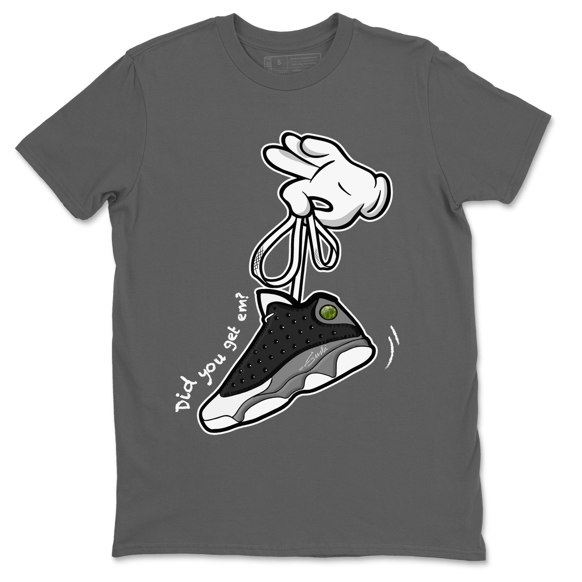 Air Jordan 13 Black Flint Sneaker Match Tees Cartoon Hands Sneaker Tees Air Jordan 13 Retro Black Flint Tee Unisex Shirts Cool Grey 2