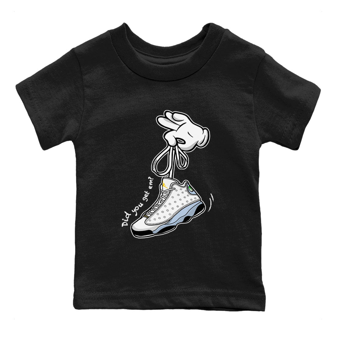 13s Blue Grey shirt to match jordans Cartoon Hands sneaker tees Air Jordan 13 Retro Blue Grey SNRT sneaker release tees baby toddler Black 2 cotton Shirt
