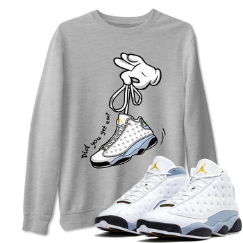 13s Blue Grey shirt to match jordans Cartoon Hands sneaker tees Air Jordan 13 Retro Blue Grey SNRT Sneaker Release Tees unisex cotton Heather Grey 1 crew neck shirt