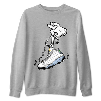 13s Blue Grey shirt to match jordans Cartoon Hands sneaker tees Air Jordan 13 Retro Blue Grey SNRT Sneaker Release Tees unisex cotton Heather Grey 2 crew neck shirt