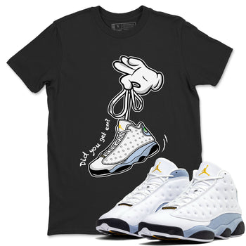 13s Blue Grey shirt to match jordans Cartoon Hands sneaker tees Air Jordan 13 Retro Blue Grey SNRT Sneaker Release Tees unisex cotton Black 1 crew neck shirt