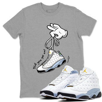 13s Blue Grey shirt to match jordans Cartoon Hands sneaker tees Air Jordan 13 Retro Blue Grey SNRT Sneaker Release Tees unisex cotton Heather Grey 1 crew neck shirt