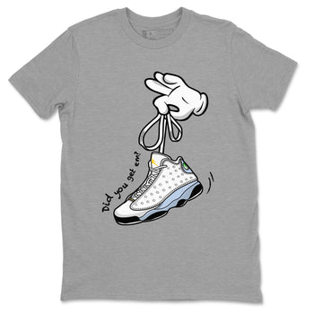 13s Blue Grey shirt to match jordans Cartoon Hands sneaker tees Air Jordan 13 Retro Blue Grey SNRT Sneaker Release Tees unisex cotton Heather Grey 2 crew neck shirt