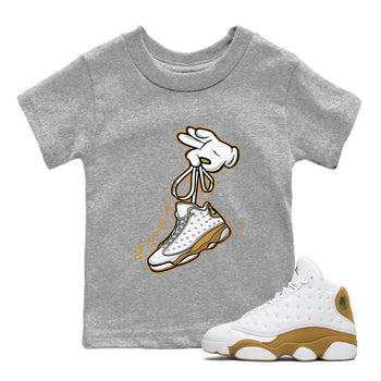Jordan Retro 13 Wheat Sneaker Matching Tee Cartoon Hands Sneaker Tees Air Jordan 13 Wheat Sneaker Release Tees Kids Shirts Heather Grey 1