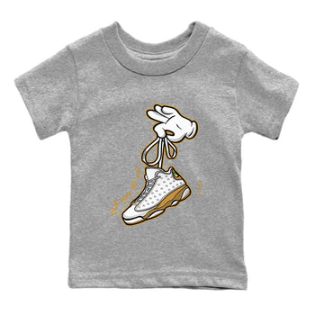 Jordan Retro 13 Wheat Sneaker Matching Tee Cartoon Hands Sneaker Tees Air Jordan 13 Wheat Sneaker Release Tees Kids Shirts Heather Grey 2