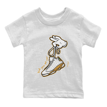 Jordan Retro 13 Wheat Sneaker Matching Tee Cartoon Hands Sneaker Tees Air Jordan 13 Wheat Sneaker Release Tees Kids Shirts White 2