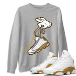 Jordan Retro 13 Wheat Sneaker Matching Tee Cartoon Hands Sneaker Tees Air Jordan 13 Wheat Sneaker Release Tees Unisex Shirts Heather Grey 1