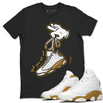 Jordan Retro 13 Wheat Sneaker Matching Tee Cartoon Hands Sneaker Tees Air Jordan 13 Wheat Sneaker Release Tees Unisex Shirts Black 1