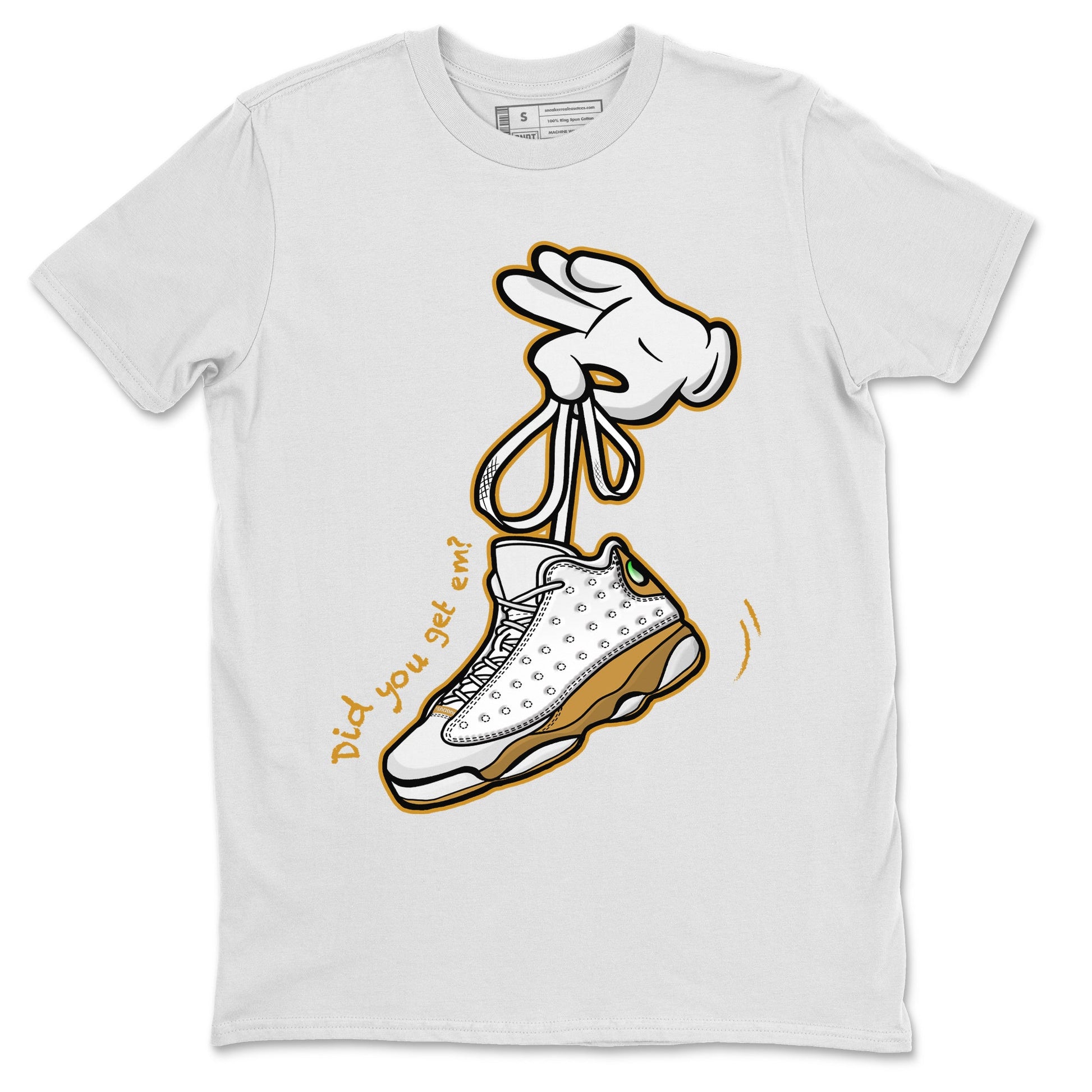 Jordan Retro 13 Wheat Sneaker Matching Tee Cartoon Hands Sneaker Tees Air Jordan 13 Wheat Sneaker Release Tees Unisex Shirts White 2