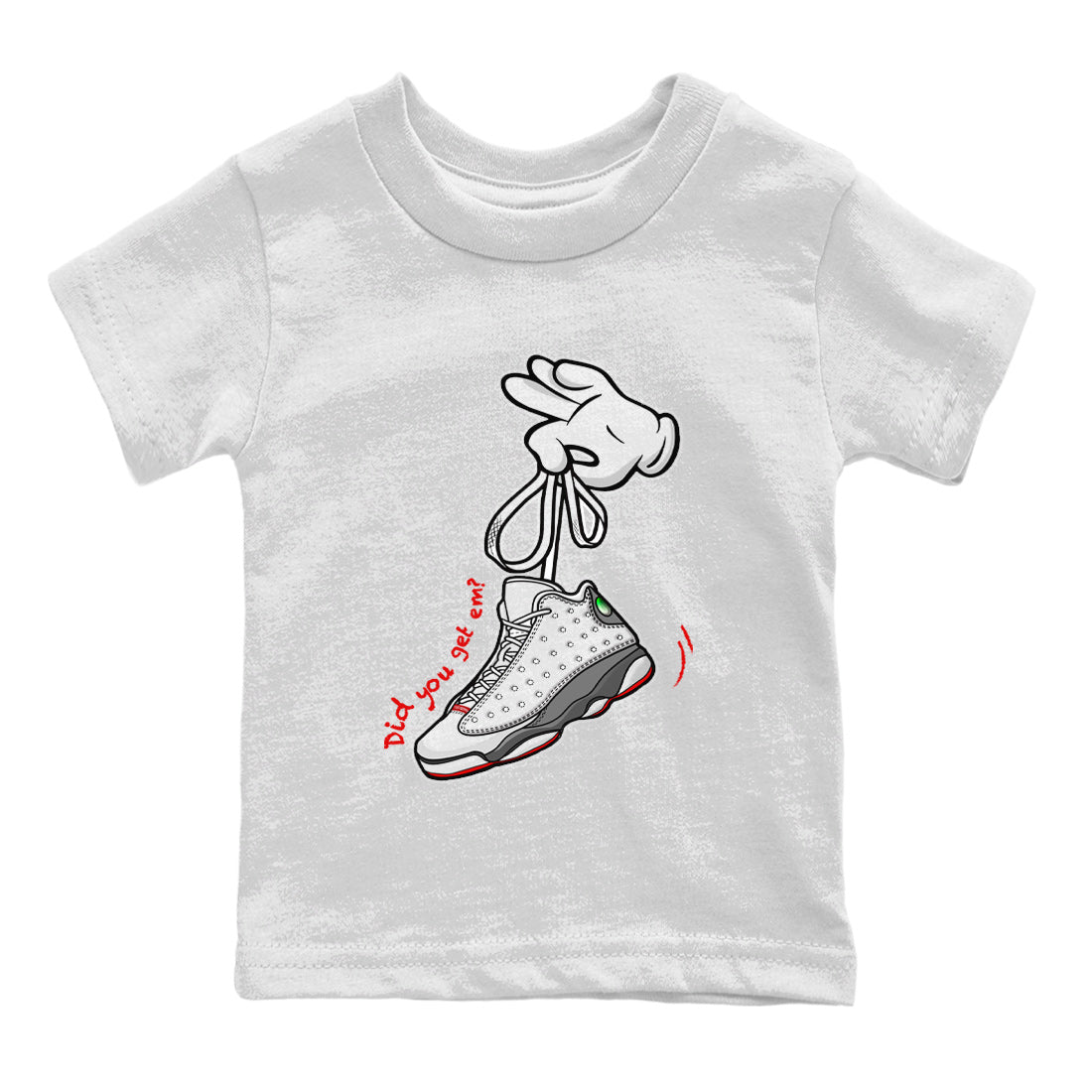 Air Jordan 13 Wolf Grey Sneaker Match Tees Cartoon Hands 13 Wolf Grey T-Shirt Sneaker Release Tees Kids Shirts White 2