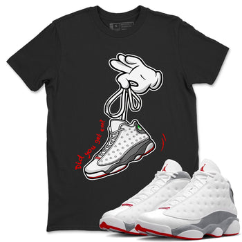 Air Jordan 13 Wolf Grey Sneaker Match Tees Cartoon Hands 13 Wolf Grey T-Shirt Sneaker Release Tees Unisex Shirts Black 1
