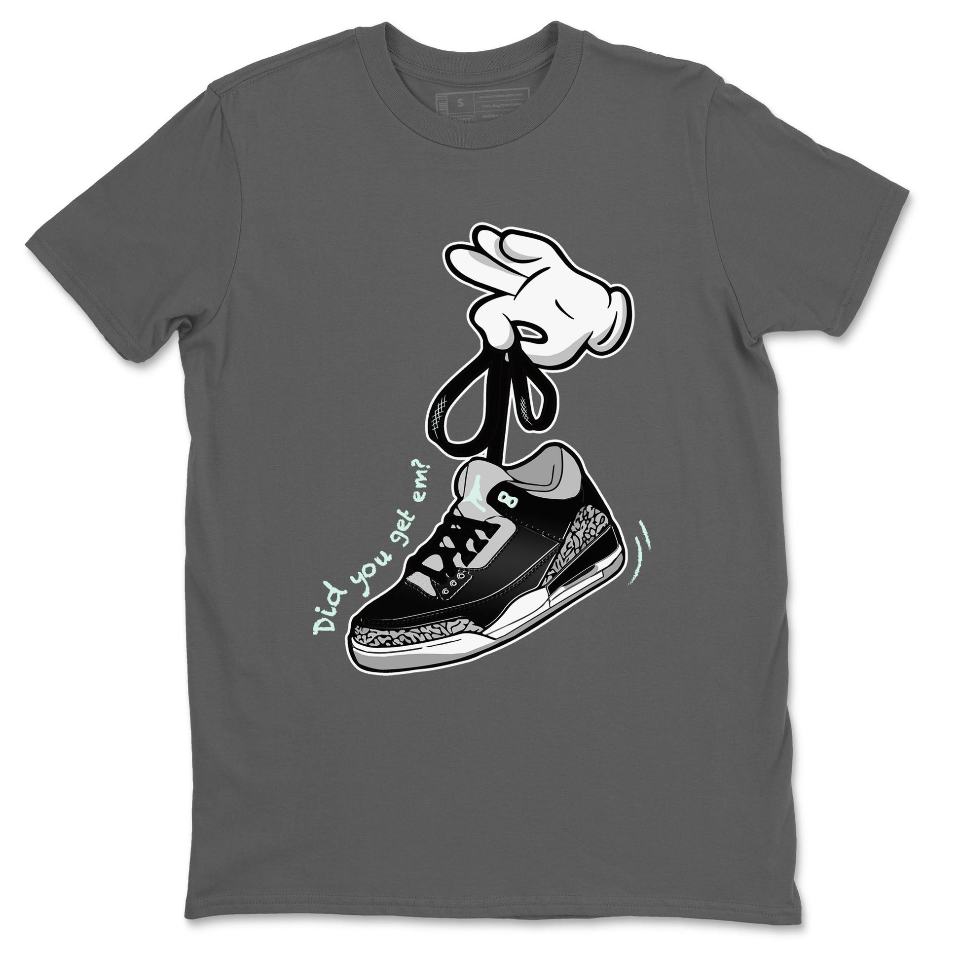 3s Green Glow shirt to match jordans Cartoon Hands sneaker tees Air Jordan 3 Green Glow SNRT Sneaker Release Tees unisex cotton Cool Grey 2 crew neck shirt