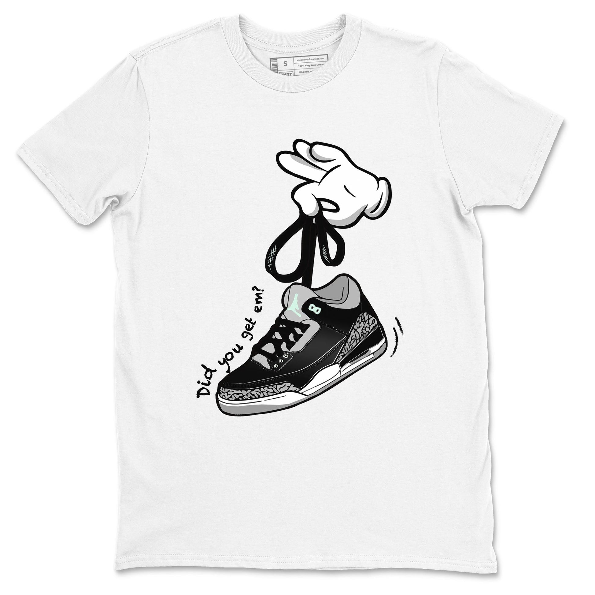 3s Green Glow shirt to match jordans Cartoon Hands sneaker tees Air Jordan 3 Green Glow SNRT Sneaker Release Tees unisex cotton White 2 crew neck shirt