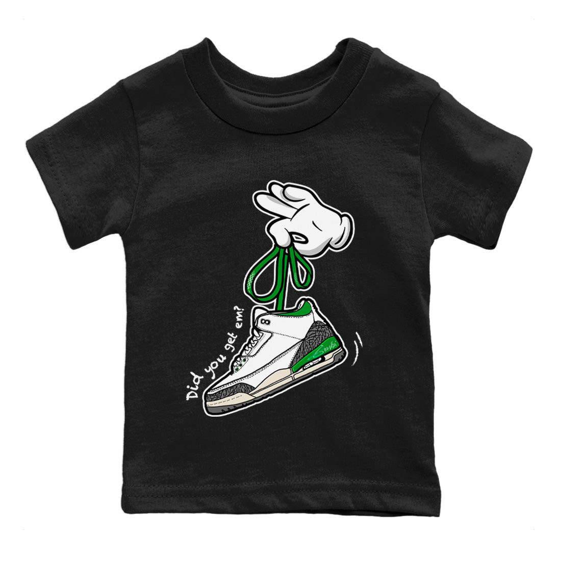 Jordan 3 Lucky Green Sneaker Match Tees Cartoon Hands Sneaker Tees Jordan 3 Lucky Green Sneaker Release Tees Kids Shirts