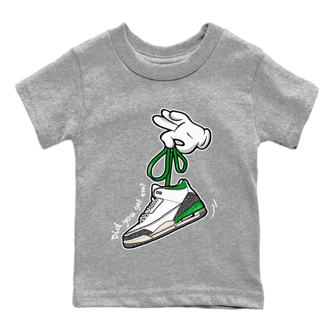 Jordan 3 Lucky Green Sneaker Match Tees Cartoon Hands Sneaker Tees Jordan 3 Lucky Green Sneaker Release Tees Kids Shirts