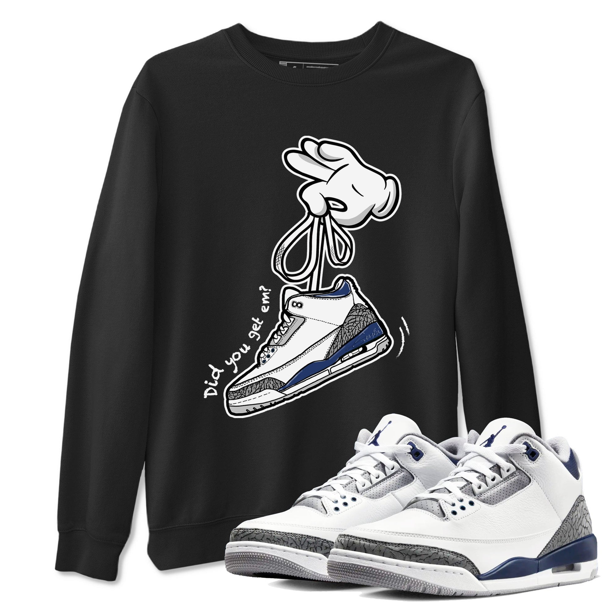 3s Midnight Navy shirt to match jordans Cartoon Hands sneaker match tee Air Jordan 3 Midnight Navy SNRT Sneaker Tees unisex cotton Black 1 crew neck shirt