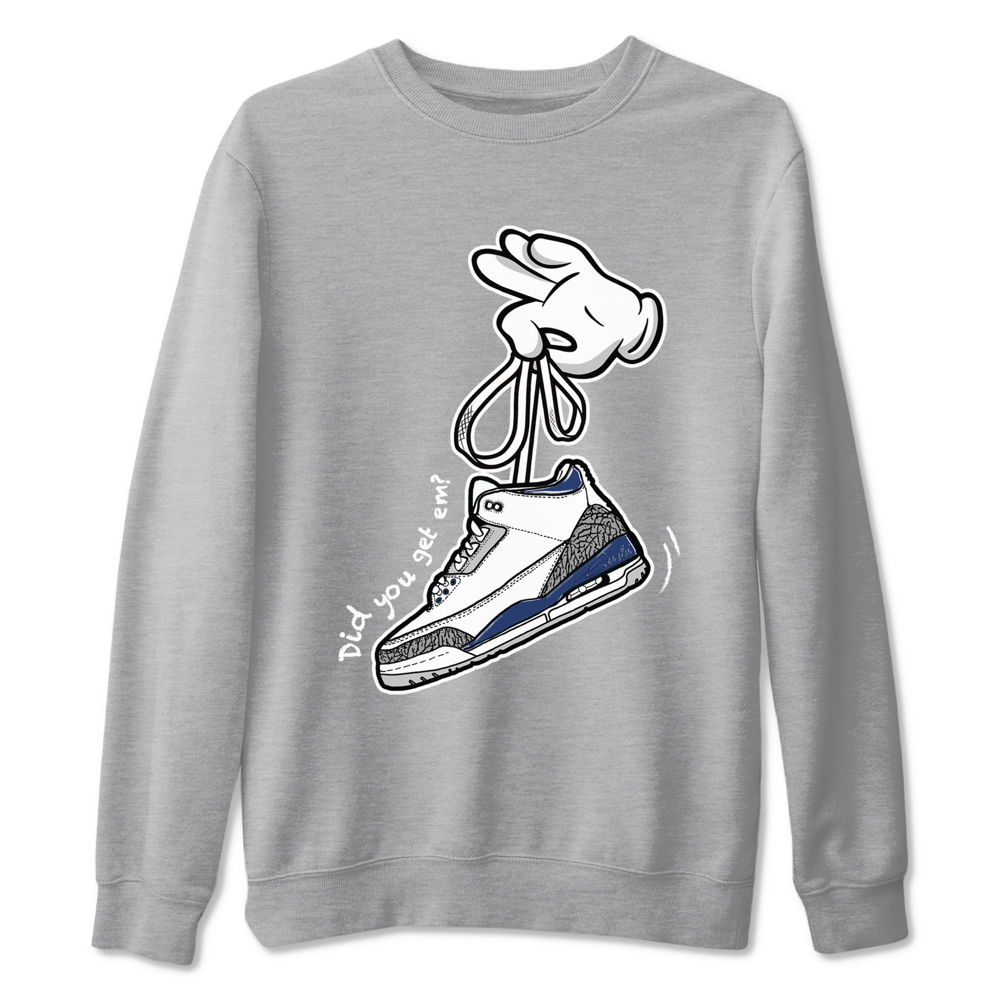 3s Midnight Navy shirt to match jordans Cartoon Hands sneaker match tee Air Jordan 3 Midnight Navy SNRT Sneaker Tees unisex cotton Heather Grey 2 crew neck shirt
