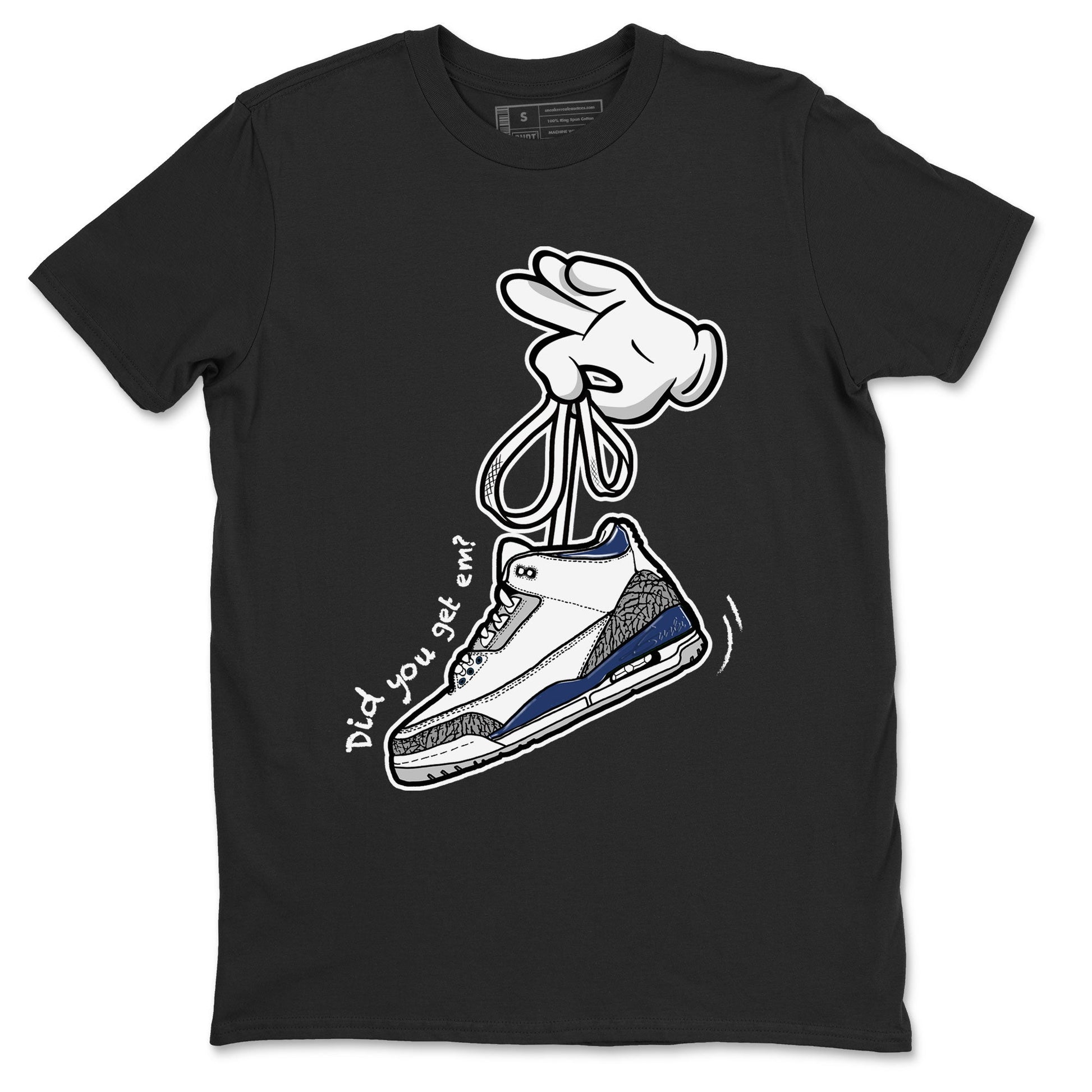3s Midnight Navy shirt to match jordans Cartoon Hands sneaker match tee Air Jordan 3 Midnight Navy SNRT Sneaker Tees unisex cotton Black 2 crew neck shirt