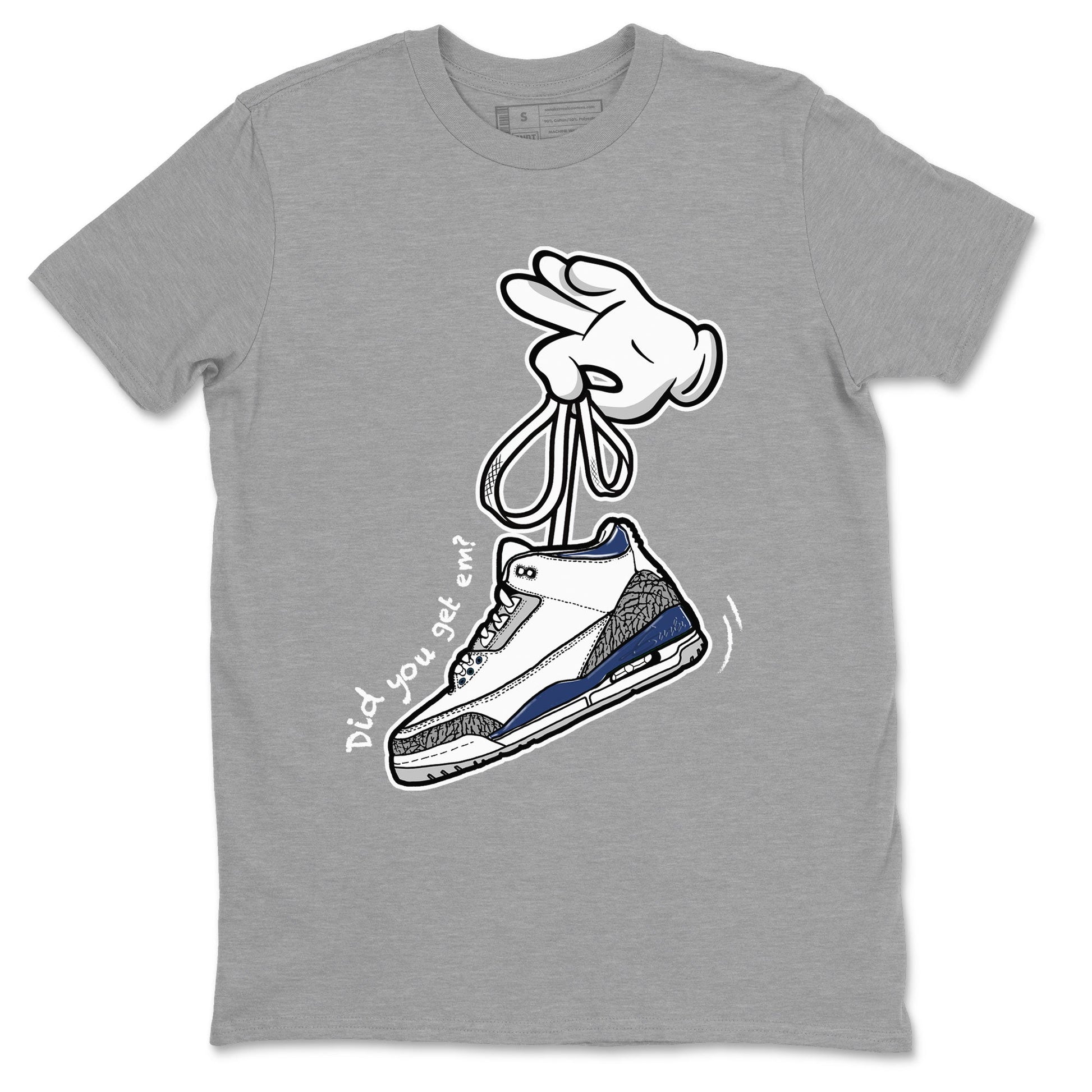 3s Midnight Navy shirt to match jordans Cartoon Hands sneaker match tee Air Jordan 3 Midnight Navy SNRT Sneaker Tees unisex cotton Heather Grey 2 crew neck shirt