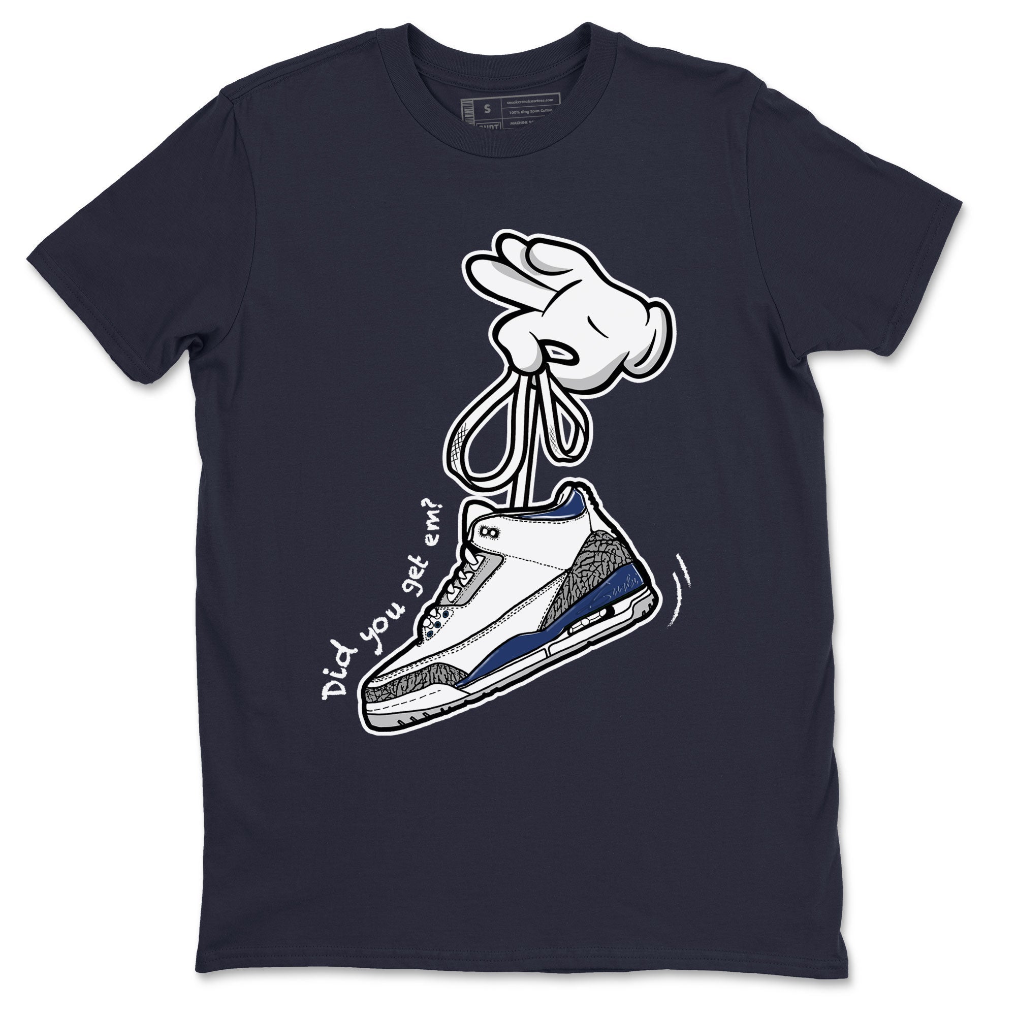 3s Midnight Navy shirt to match jordans Cartoon Hands sneaker match tee Air Jordan 3 Midnight Navy SNRT Sneaker Tees unisex cotton Navy 2 crew neck shirt