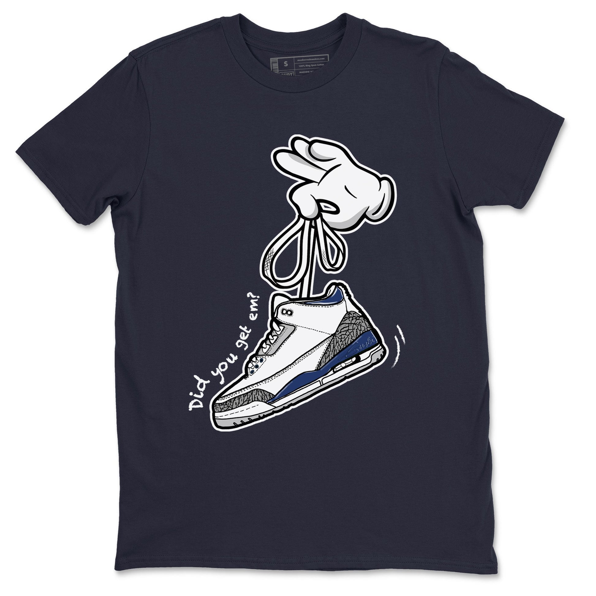 3s Midnight Navy shirt to match jordans Cartoon Hands sneaker match tee Air Jordan 3 Midnight Navy SNRT Sneaker Tees unisex cotton Navy 2 crew neck shirt