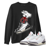 Air Jordan 3 White Cement Sneaker Match Tees Cartoon Hands Sneaker Tees Air Jordan 3 Retro White Cement Sneaker Release Tees Unisex Shirts Black 1