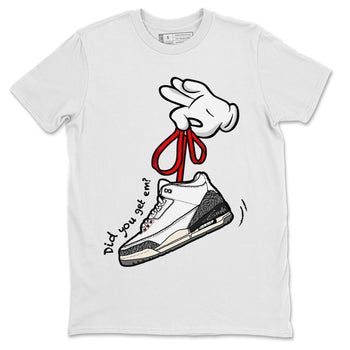Air Jordan 3 White Cement Sneaker Match Tees Cartoon Hands Sneaker Tees Air Jordan 3 Retro White Cement Sneaker Release Tees Unisex Shirts White 2