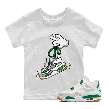 Air Jordan 4 Pine Green Sneaker Match Tees Cartoon Hands Sneaker Tees Nike SB Air Jordan 4 Pine Green Sneaker Release Tees Kids Shirts White 1