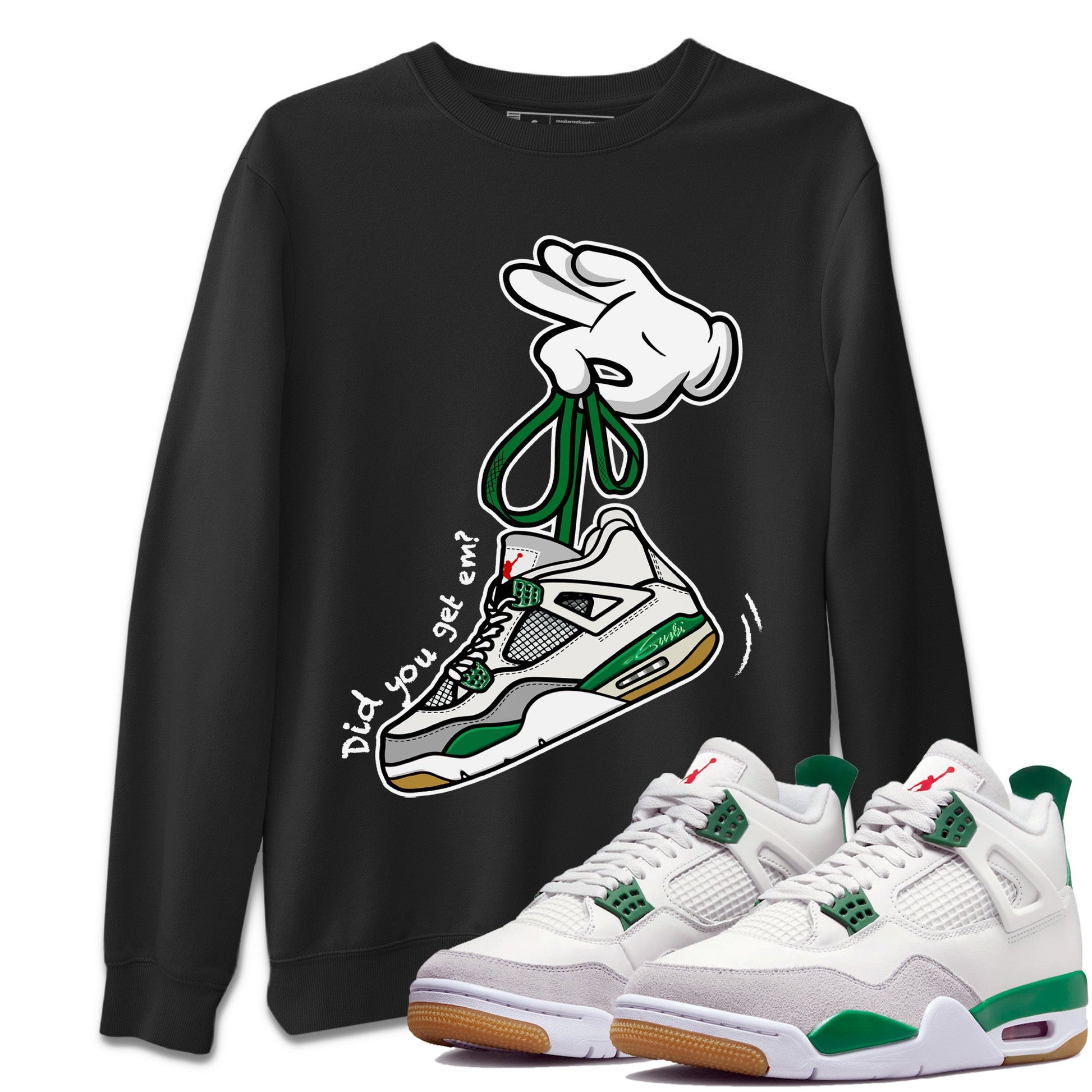 Air Jordan 4 Pine Green Cartoon Hands Crew Neck Sneaker Tees Nike SB Air Jordan 4 Pine Green Sneaker T-Shirts Washing and Care Tip