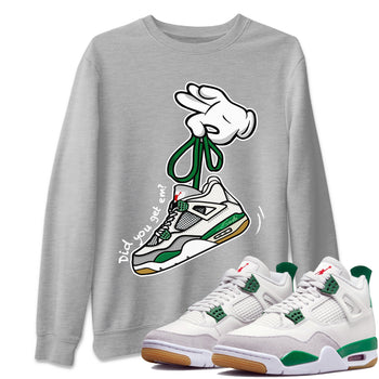 Jordan 4 Pine Green SB Sneaker Match Tees Cartoon Hands Sneaker Tees Nike SB Air Jordan 4 Pine Green Sneaker Tees Sneaker Release Shirts Unisex Shirts Heather Grey 1