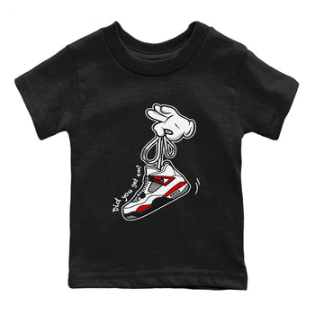 Air Jordan 4 Red Cement Sneaker Match Tees Cartoon Hands Sneaker Tees Air Jordan 4 Retro Red Cement SNRT Sneaker Release Tees Kids Shirts Black 2