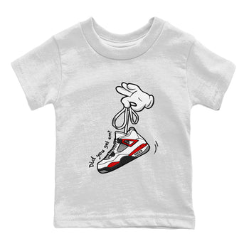 Air Jordan 4 Red Cement Sneaker Match Tees Cartoon Hands Sneaker Tees Air Jordan 4 Retro Red Cement SNRT Sneaker Release Tees Kids Shirts White 2