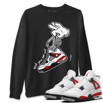 Air Jordan 4 Red Cement Sneaker Match Tees Cartoon Hands Sneaker Tees Air Jordan 4 Retro Red Cement SNRT Sneaker Release Tees Unisex Shirts Black 1