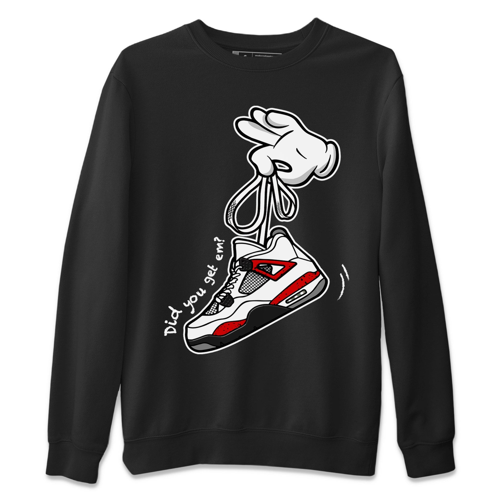 Air Jordan 4 Red Cement Sneaker Match Tees Cartoon Hands Sneaker Tees Air Jordan 4 Retro Red Cement SNRT Sneaker Release Tees Unisex Shirts Black 2