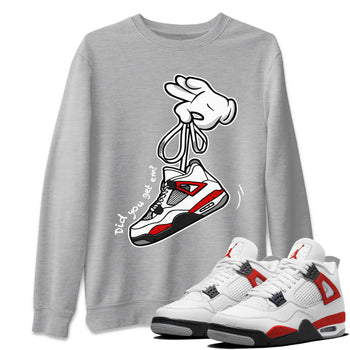 Air Jordan 4 Red Cement Sneaker Match Tees Cartoon Hands Sneaker Tees Air Jordan 4 Retro Red Cement SNRT Sneaker Release Tees Unisex Shirts Heather Grey 1