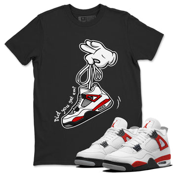 Air Jordan 4 Red Cement Sneaker Match Tees Cartoon Hands Sneaker Tees Air Jordan 4 Retro Red Cement SNRT Sneaker Release Tees Unisex Shirts Black 1