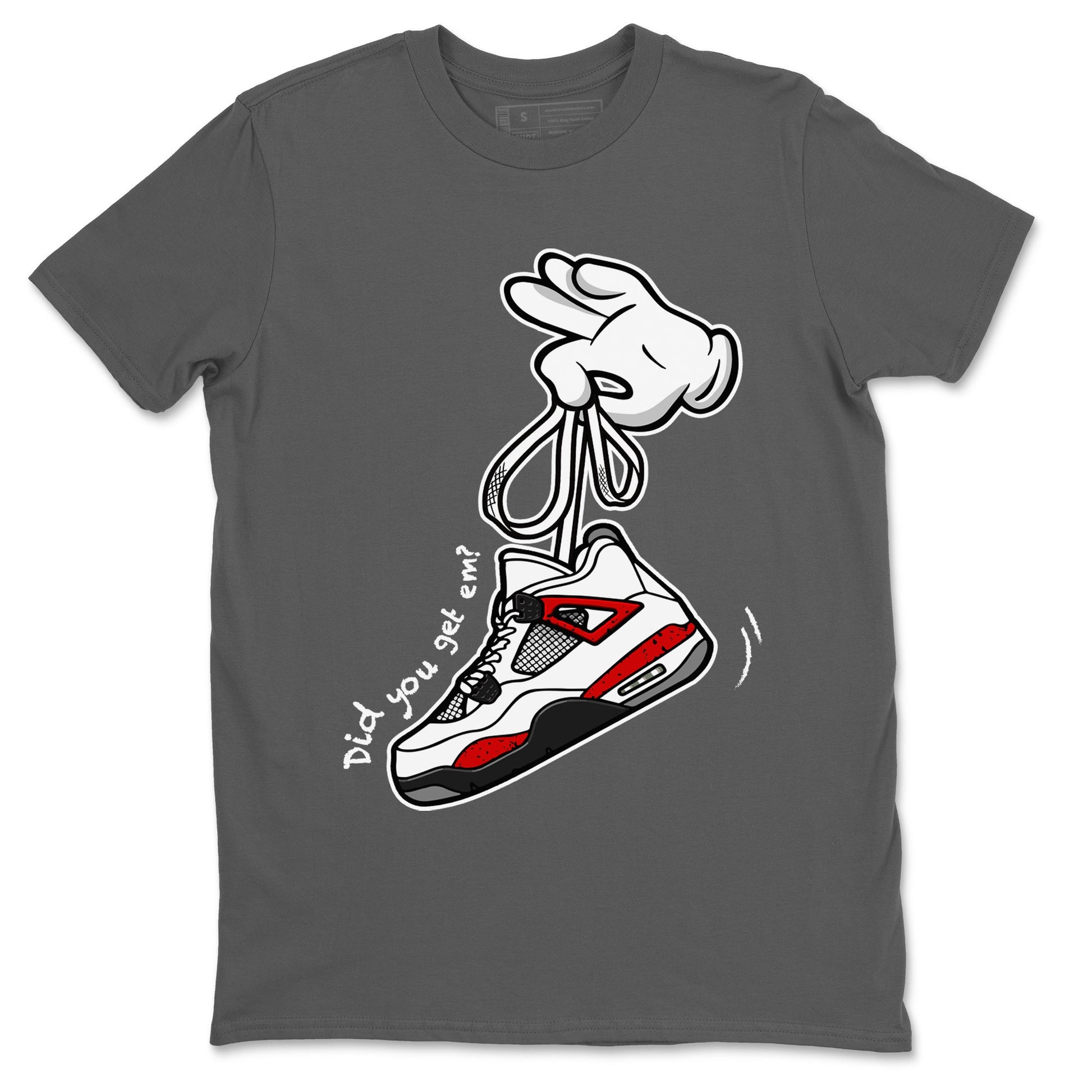 Air Jordan 4 Red Cement Sneaker Match Tees Cartoon Hands Sneaker Tees Air Jordan 4 Retro Red Cement SNRT Sneaker Release Tees Unisex Shirts Cool Grey 2