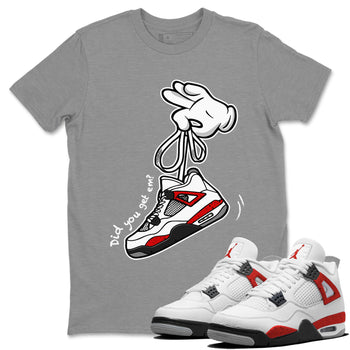 Air Jordan 4 Red Cement Sneaker Match Tees Cartoon Hands Sneaker Tees Air Jordan 4 Retro Red Cement SNRT Sneaker Release Tees Unisex Shirts Heather Grey 1