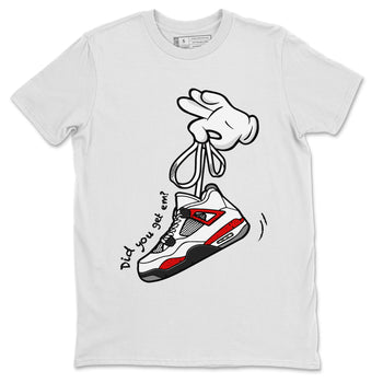 Air Jordan 4 Red Cement Sneaker Match Tees Cartoon Hands Sneaker Tees Air Jordan 4 Retro Red Cement SNRT Sneaker Release Tees Unisex Shirts White 2