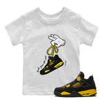 Air Jordan 4 Thunder Sneaker Match Tees Cartoon Hands Sneaker Tees Air Jordan 4 Retro Thunder Sneaker Release Tees Kids Shirts White 1