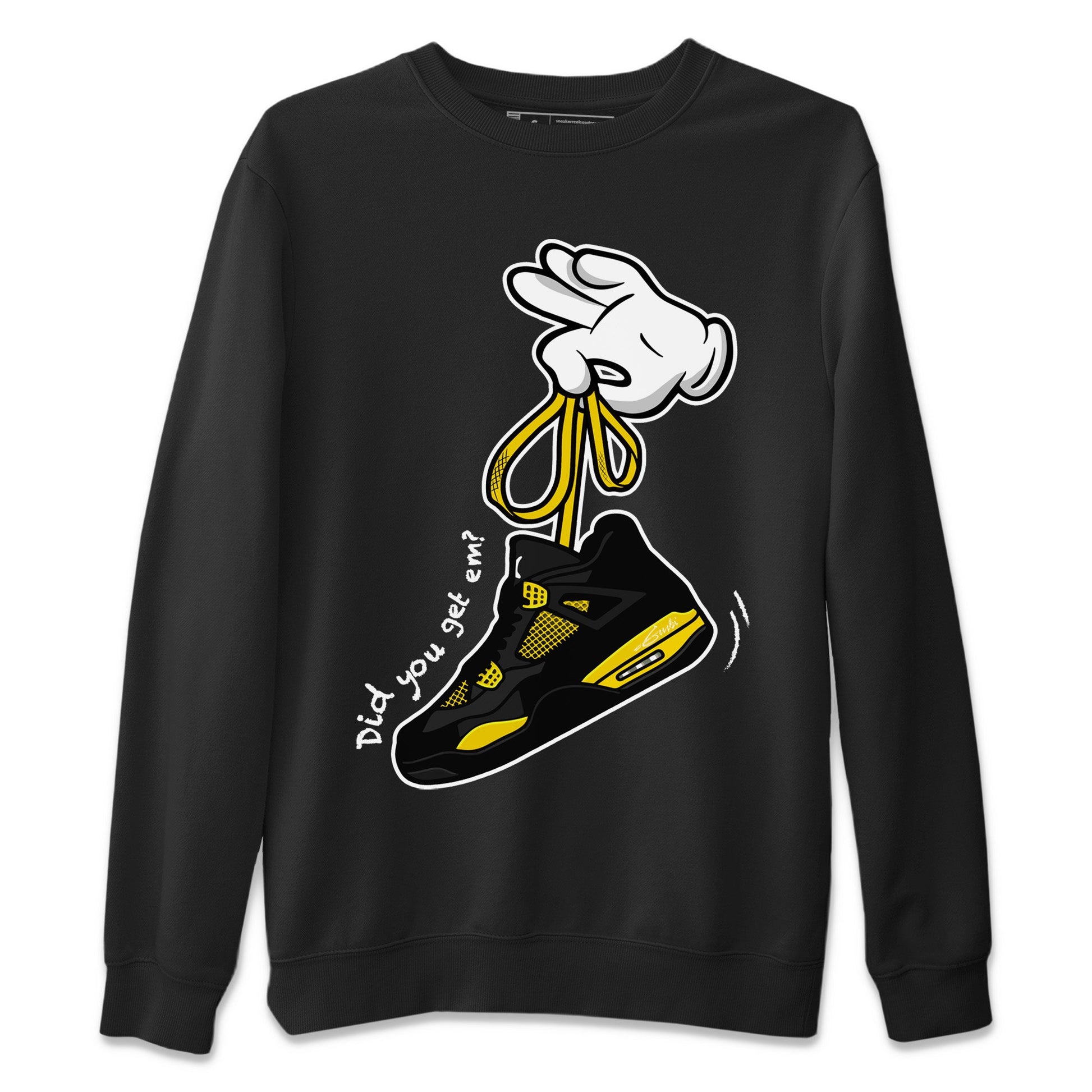Air Jordan 4 Thunder Sneaker Match Tees Cartoon Hands Sneaker Tees Air Jordan 4 Retro Thunder Sneaker Release Tees Unisex Shirts Black 2