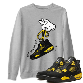 Air Jordan 4 Thunder Sneaker Match Tees Cartoon Hands Sneaker Tees Air Jordan 4 Retro Thunder Sneaker Release Tees Unisex Shirts Heather Grey 1