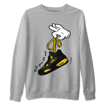 Air Jordan 4 Thunder Sneaker Match Tees Cartoon Hands Sneaker Tees Air Jordan 4 Retro Thunder Sneaker Release Tees Unisex Shirts Heather Grey 2