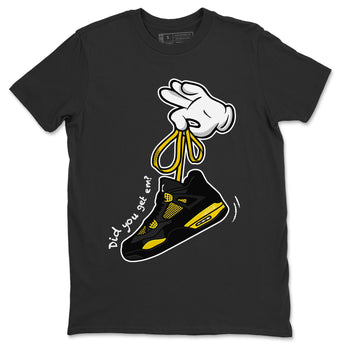 Air Jordan 4 Thunder Sneaker Match Tees Cartoon Hands Sneaker Tees Air Jordan 4 Retro Thunder Sneaker Release Tees Unisex Shirts Black 2