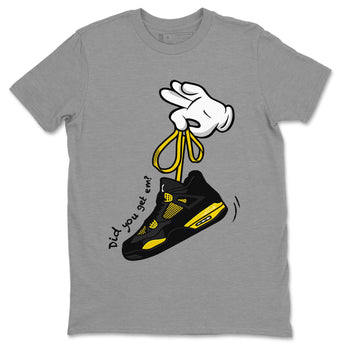 Air Jordan 4 Thunder Sneaker Match Tees Cartoon Hands Sneaker Tees Air Jordan 4 Retro Thunder Sneaker Release Tees Unisex Shirts Heather Grey 2